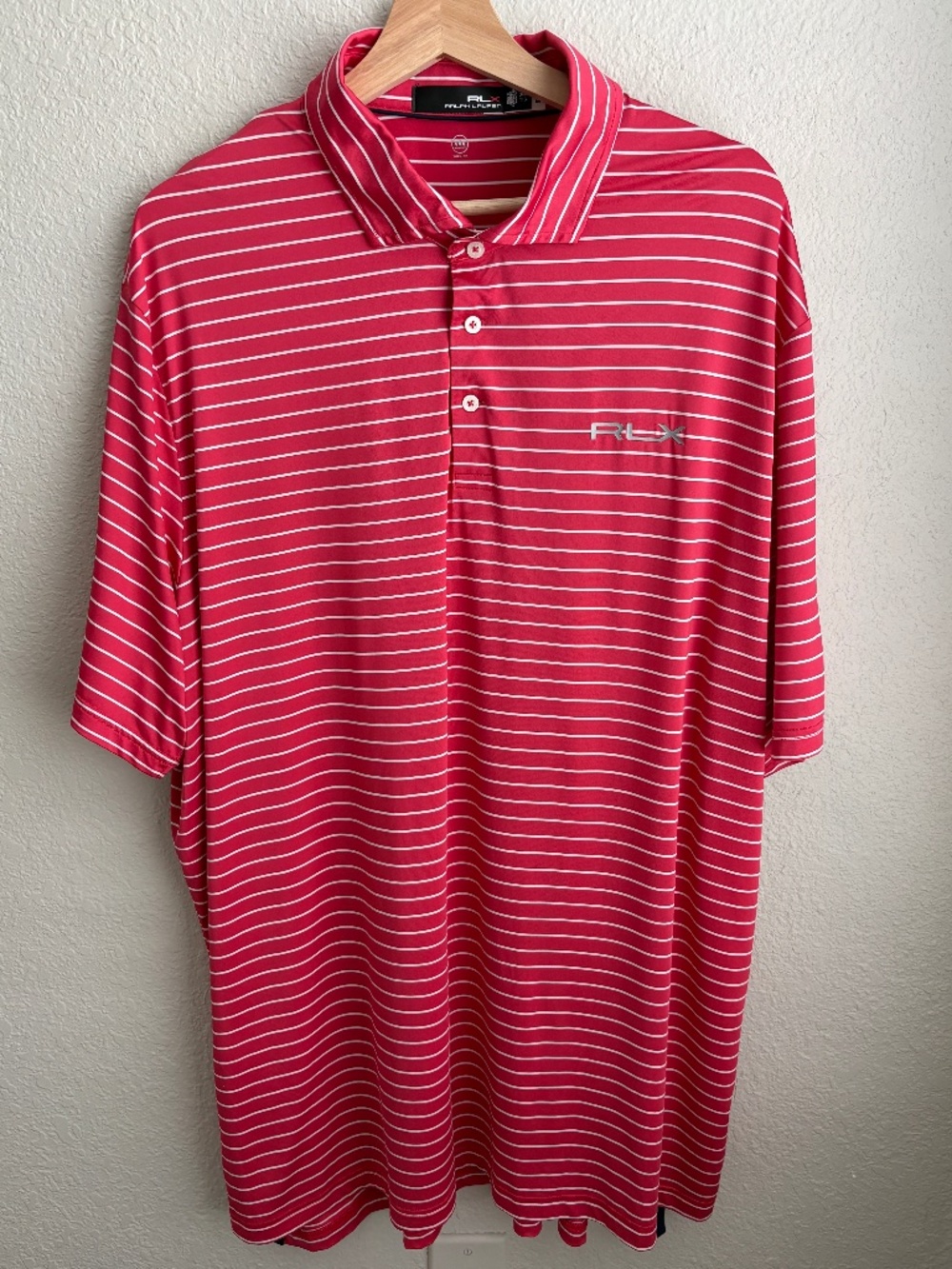 RLX Ralph Lauren Men's Striped Polo Shirt Size XXL Red Performance Golf Summer